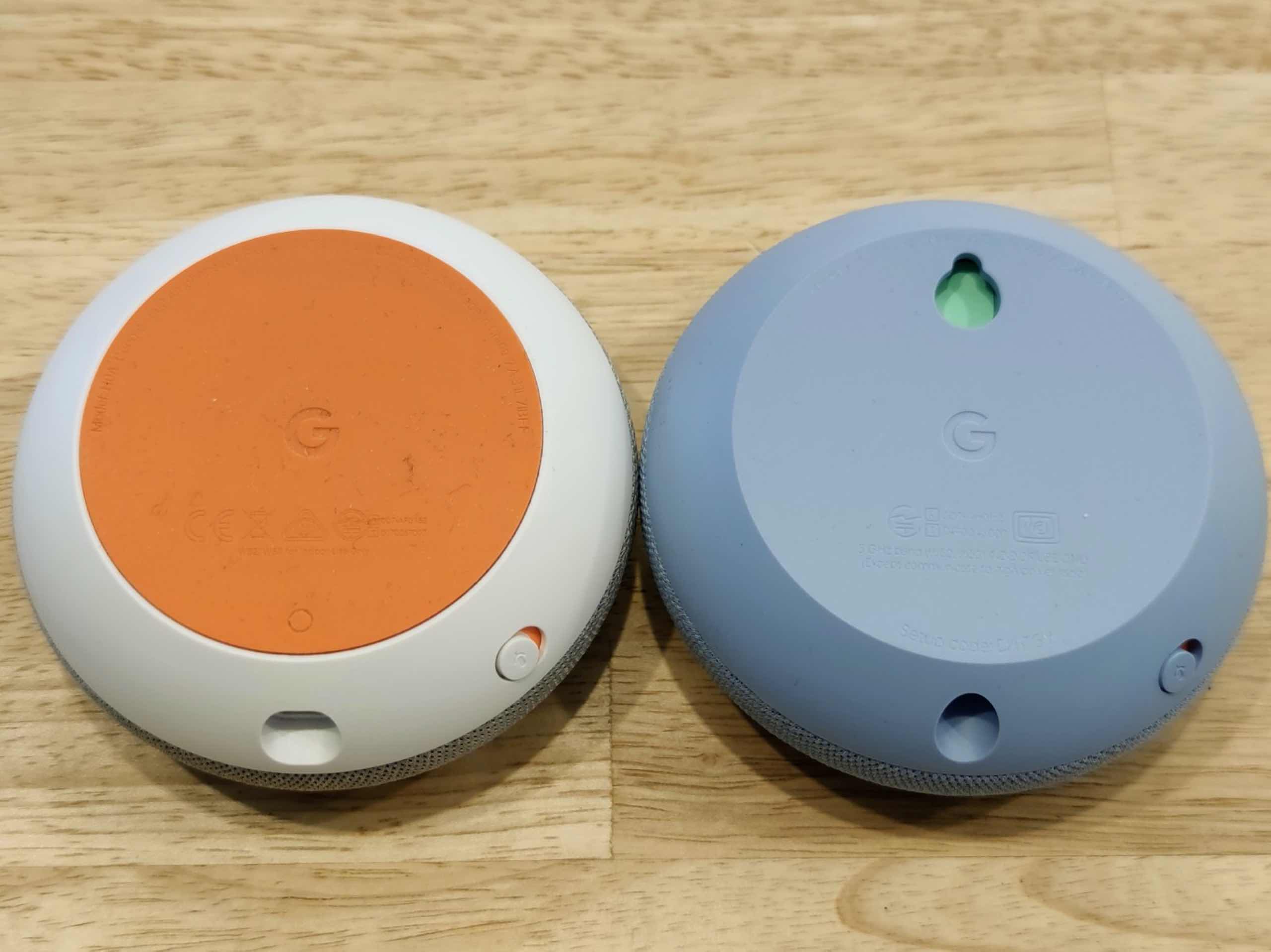 google home mini と google nest miniの背面